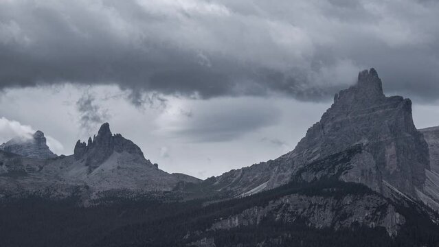 Clouds over Croda da Lago e Becco del Mezzod' in the Dolomites, Veneto, Italy