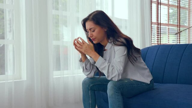 woman sad and unhappy thinking of  different problems in life. 