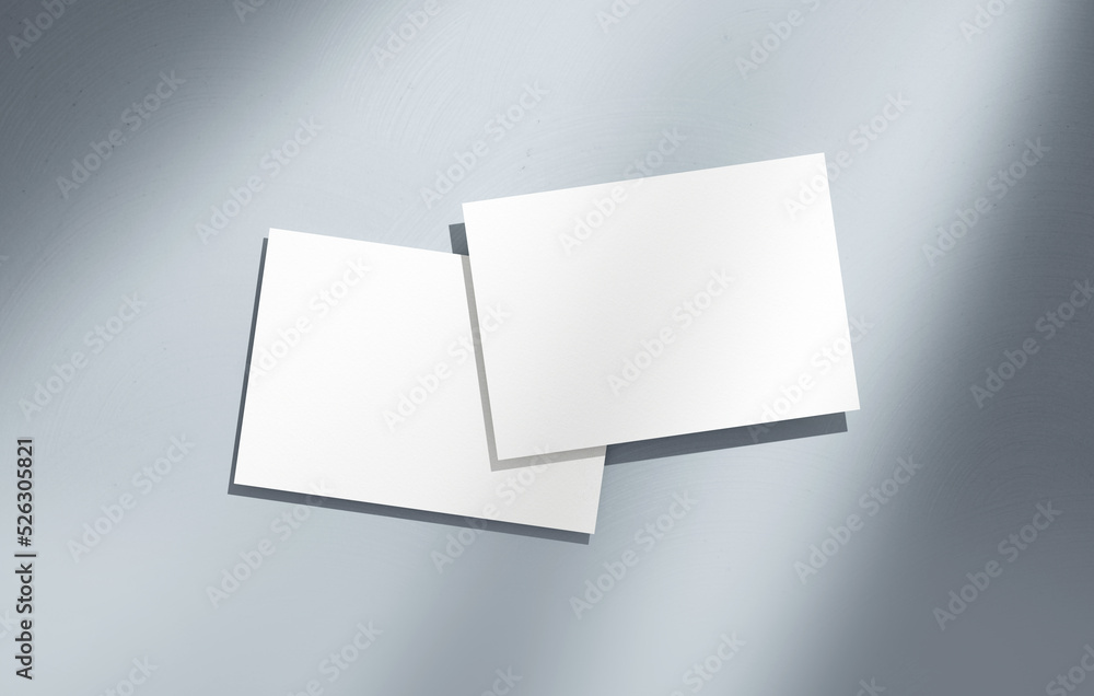 Poster postcard mockup blank paper double sided template with shadow on a textured background. empty card i