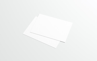 Postcard mockup blank paper template isolated on a neutral background. White empty card for design