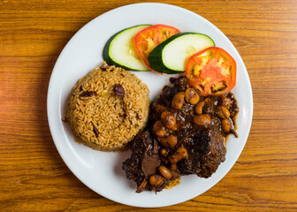 Oxtails with rice and peas
