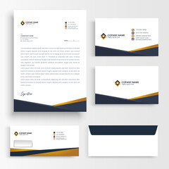 business stationary set, modern letterhead, envelope, business card