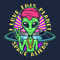 Kind alien poster colorful vintage