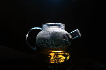 chinese tea ceremony glass teapot brewed