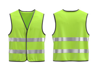 Safety vest mockup Front and back view - obrazy, fototapety, plakaty