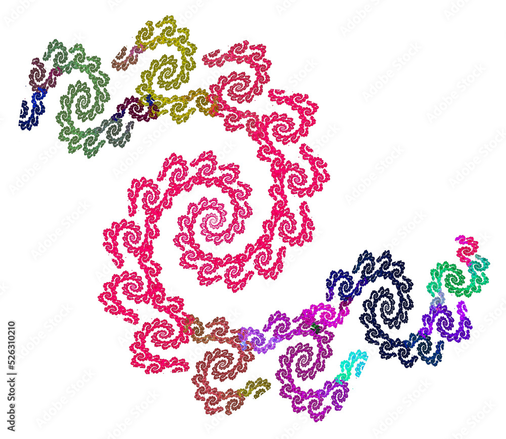 Poster pattern of colorful spirals on a white background. abstract fractal background. 3d rendering. 3d ill