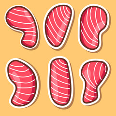 Slice of meat, with different shape illustration and vector 