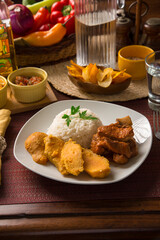 Roated pork stew with sweet potatoes peruvian food gourmet restaurant