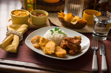 Roated pork stew with sweet potatoes peruvian food gourmet restaurant