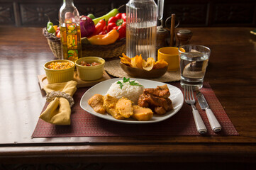 Roated pork stew with sweet potatoes peruvian food gourmet restaurant