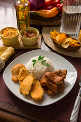 Roated pork stew with sweet potatoes peruvian food gourmet restaurant