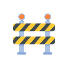 Safety barriers, road repair lines, construction warning signs