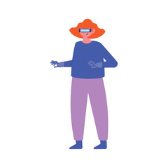 woman standing using metaverse