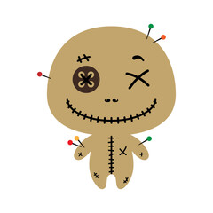 Cute voodoo doll. Flat style. Vector illustration.