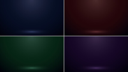 Obraz premium Set of 3D studio room blue, red, green, purple background with spotlight