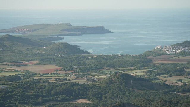Menorca from mountain top of Mirador Cim del Toro, Es Mercadal, Menorca, Balearic Islands
