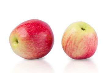 two red apples isolated on a white background. close-up.
