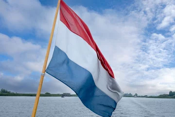 Fotobehang Dutch flag -  Prinses Margrietkanaal, Friesland province, The Netherlands     Nederlandse vlag  © Holland-PhotostockNL