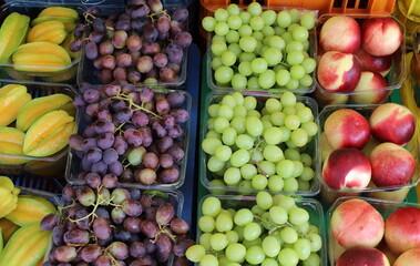 Vegetables and fruits are sold at a bazaar in Israel.