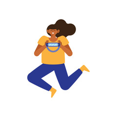 woman lifting vr mask