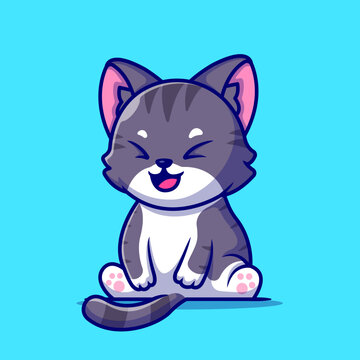 Cute Cat Sitting Cartoon Vector Icon Illustration. Animal
Nature Icon Concept Isolated Premium Vector. Flat Cartoon
Style