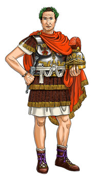 Roman Emperor Gaius Julius Caesar. Drawing of roman general and statesman.