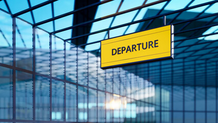 Fototapeta premium 3D Rendering Of Departure Airport Terminal Sign Board Illustration