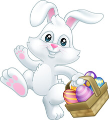 Easter Bunny Rabbit Eggs Basket Cartoon