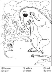 Dinosaur color by number coloring pages for adults
