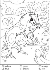 Dinosaur color by number coloring pages for adults
