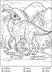 Dinosaur color by number coloring pages for adults
