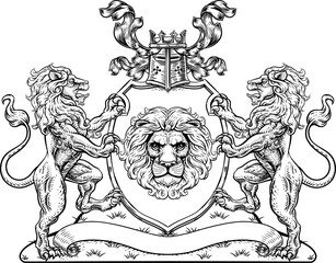 Coat of Arms Lions Crest Shield Family Seal