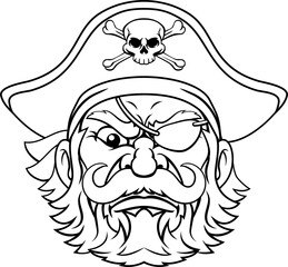 Pirate Captain Cartoon Character Mascot