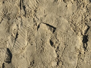 yellow beach sand, summer, footprints