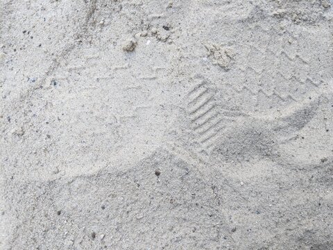 yellow beach sand, summer, footprints