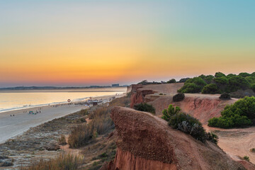 Zachód słońca na Praia da Falesia - Algarve - obrazy, fototapety, plakaty