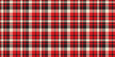 Plaid pattern seamless fabric texture. Tartan checkered textile design in vector. Horizontal check background.