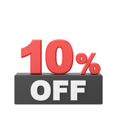 3D ten percent off. 10% off. Sale banner decoration.