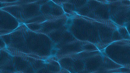 Vector particle waves. Ocean abstract aerial view . Smooth waves of dots. Elegant particle flow. Elegant technology background for futuristic designs.