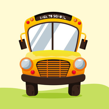 the flat isolated cartoon yellow school bus