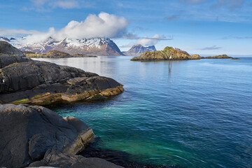 view of the sea from the mountain in senja in Norway