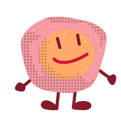 Blob pink egg cartoon character with expression facial smile happy unhappy illustration art