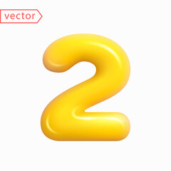 Number 1. Number One sign in yellow color. Realistic shiny 3D balloon in cartoon style design. Object isolated on white background. 3D symbol vector illustration