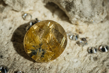 close up photo of gem quartz with rutile