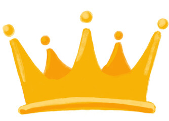 Golden shiny crown with jewel cartoon illustration hand drawing king quuen royal symbol © glowonconcept