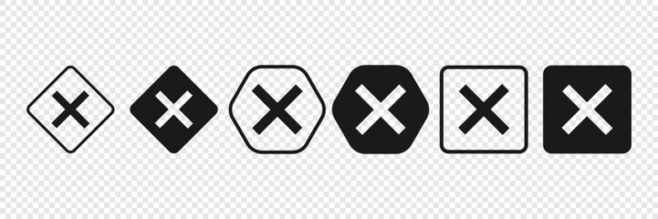 Obraz premium Set of cross icons Vector reject or ban icons. Close icons set