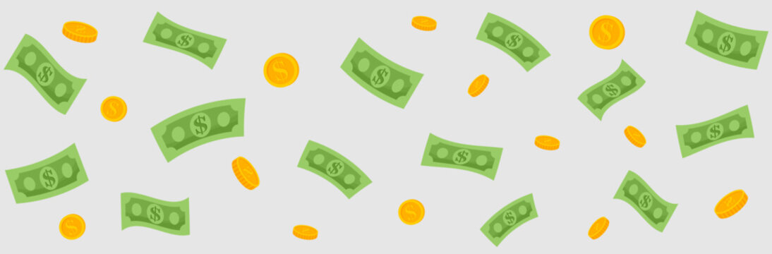 coins and dollars. Gold coins stack concept illustration in flat style. treasure of gold wealth with bright sparkles, money gold coins stacks concept of savings and dividends