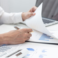 Marketing businessmen are analyzing financial and insights strategies for generating revenue...