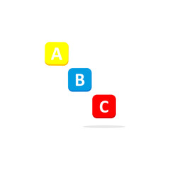 ABC icon on a rectangular box arranged in vector