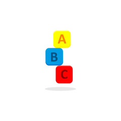 ABC icon on a rectangular box arranged in vector